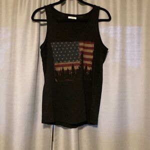 Black with American flag Maurices tank top, size XS
